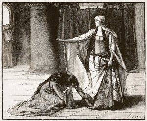 A popular subject for drawings of the period is Queen Matilda appealing to Empress Matilda to release her husband. This drawing comes from Peter Cassell's Reign of Stephen