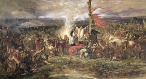 The Battle of the Standard, 22nd August 1138. Painting by Sir John Gilbert.