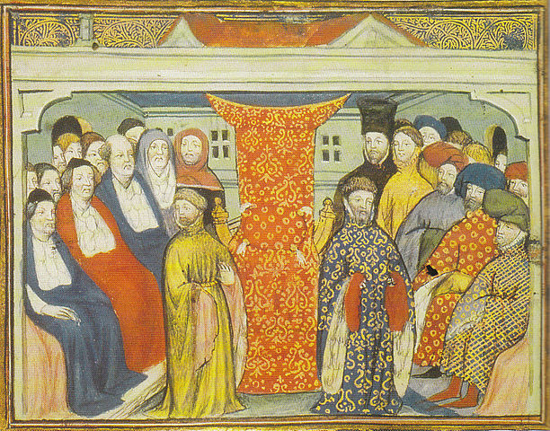 Henry claims the throne. Illustration from a contemporary manuscript.