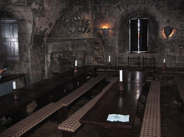 The restored banquet hall within the castle.