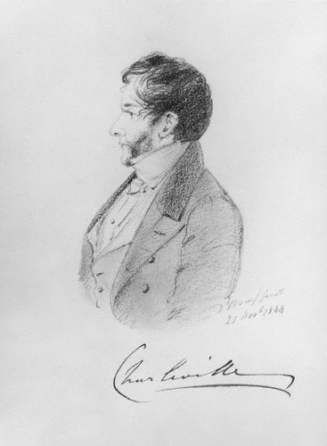 Sketch of Charles William Bury by Alfred, Count D’Orsay, pencil and chalk, 1844